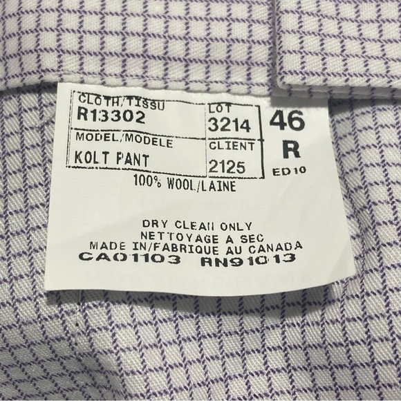 JACK VICTOR 1913 Sz 46R Kolt 100% Wool Made w/ Loro Piana Fabric Classic Trouser - Picture 13 of 15